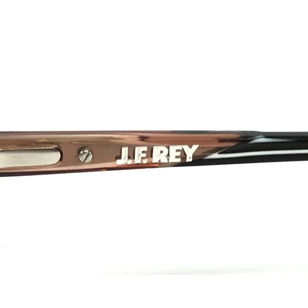 J.F. Rey Eyeglasses Frame JF1523 1089 Clear Brown Stripes White Black 52-19-143